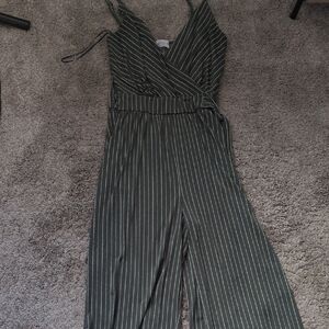 Striped Olive Green Jumpsuit